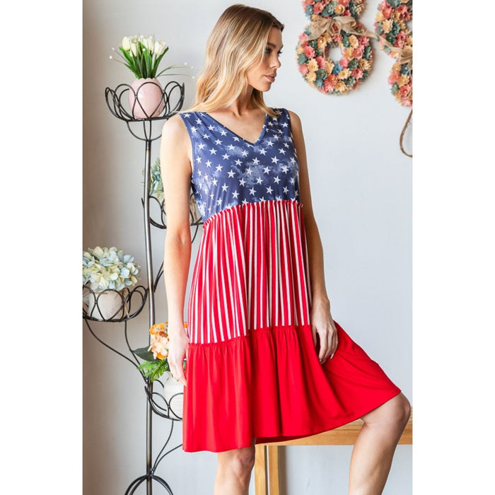 US Flag Theme Contrast Tank Dress