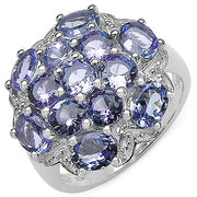 Bids.com 3.59 Carat Genuine Tanzanite .925 Sterling Silver Ring Rings