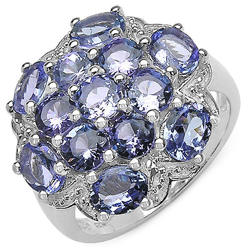 Bids.com 3.59 Carat Genuine Tanzanite .925 Sterling Silver Ring Rings