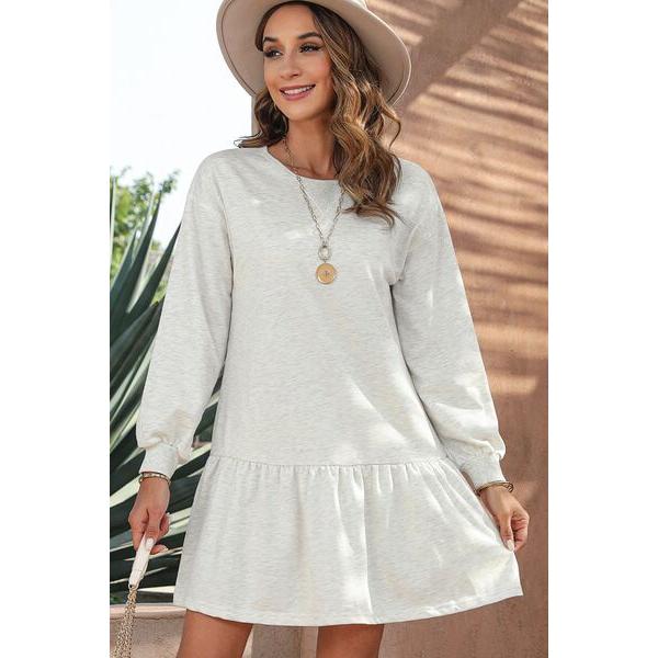 Round Neck Dropped Shoulder Mini Dress