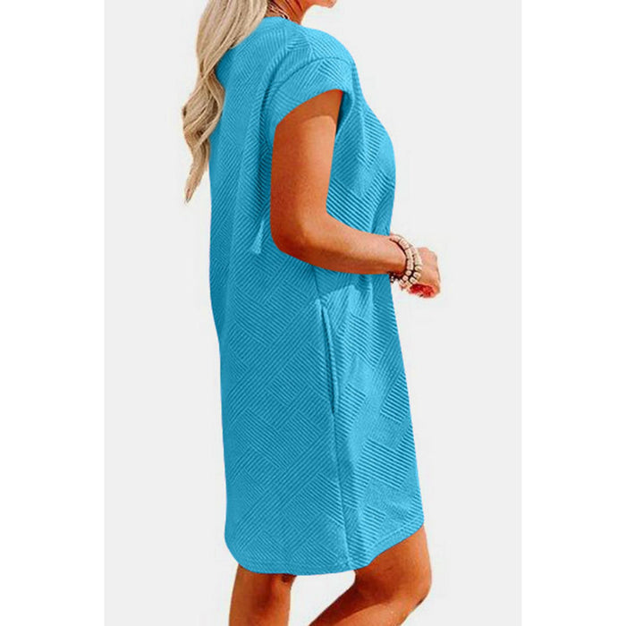 Textured Round Neck Cap Sleeve Dress