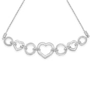 Bids.com .925 Sterling Silver Diamond Accent Interlinking Triple Heart 4â€-10â€ Adjustable Bolo Tennis Bracelet (H-I Color, I2-I3 Clarity) Bracelets
