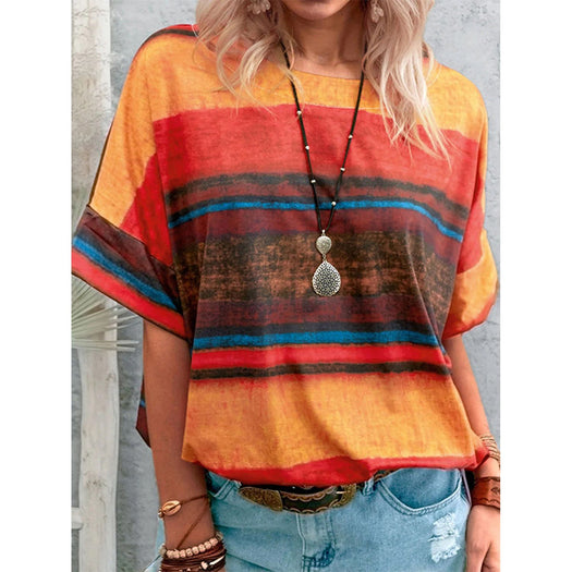 Color Block Round Neck Half Sleeve T-Shirt