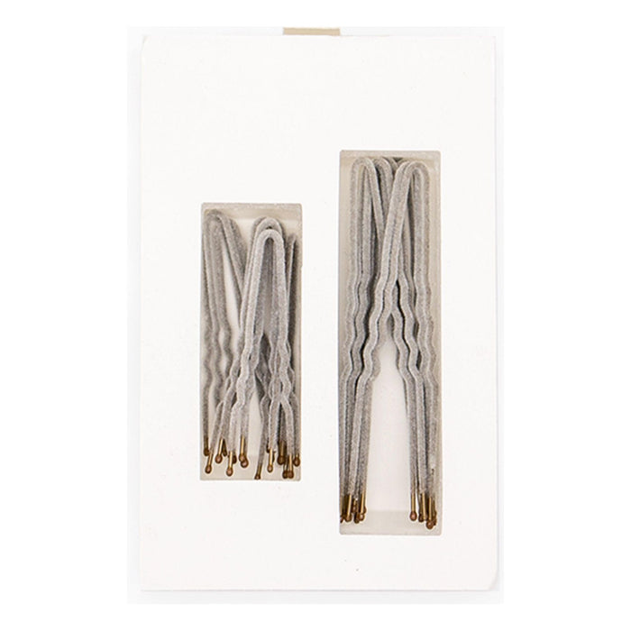 Frenchies Grey Velvet Hairpins