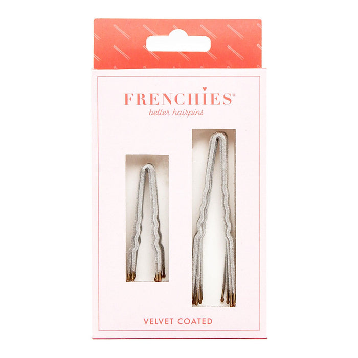 Frenchies Grey Velvet Hairpins