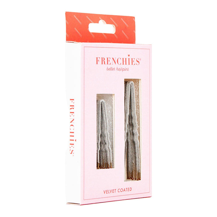 Frenchies Grey Velvet Hairpins