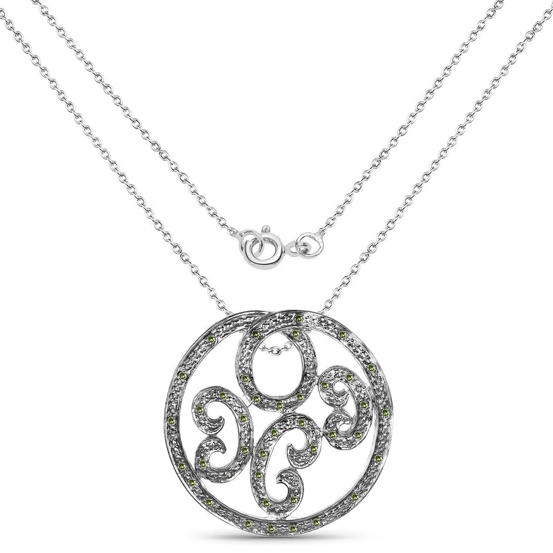 Bids.com 0.22 Carat Genuine Green Diamond .925 Sterling Silver Pendant Pendants