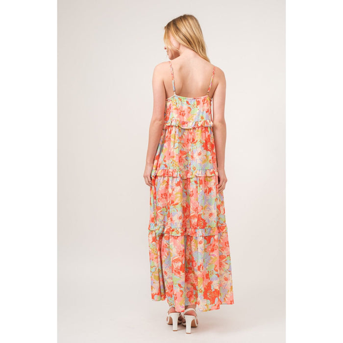 And The Why Floral Ruffled Tiered Maxi Cami Dress