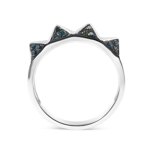 Bids.com 14K White Gold 1/4 Cttw Treated Blue Diamond Pyramid Band Ring (Blue Color, SI1-SI2 Clarity)- Size 7 Rings
