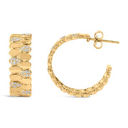 Bids.com 14K Yellow Gold Plated .925 Sterling Silver 3/8 Cttw Diamond Pave Pear Link J Hoop Earrings (H-I Color, I1-I2 Clarity) Earrings