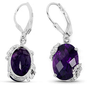 Bids.com 10.18 Carat Genuine Amethyst and White Topaz .925 Sterling Silver Earrings Earrings