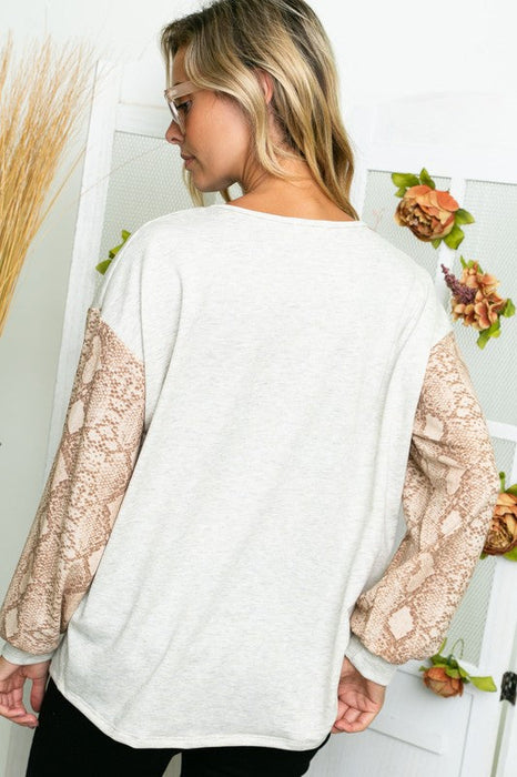 SOLID ANIMAL MIX LACE UP BOXY TOP