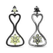 Bids.com 6.93 Carat Genuine Peridot and Black Spinel .925 Sterling Silver Earrings Earrings