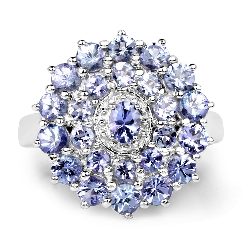 Bids.com 2.27 Carat Genuine Tanzanite .925 Sterling Silver Ring Rings