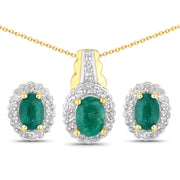 Bids.com 1.71 Carat Dyed Emerald and White Topaz .925 Sterling Silver Jewelry Set Jewelry Sets