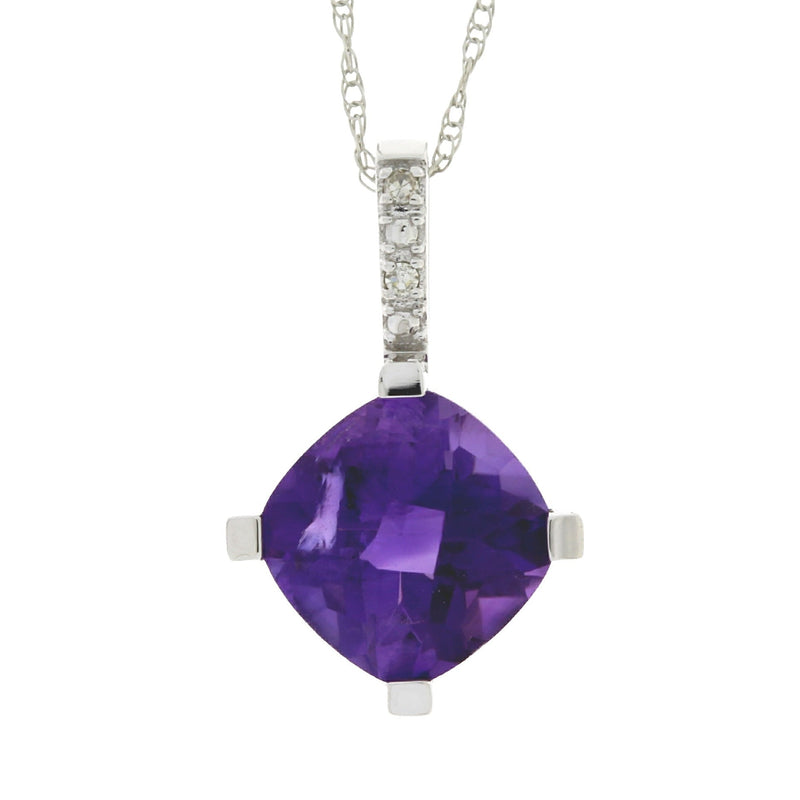 Bids.com Amethyst Diamond Fashion Pendants 10KT White Gold Pendants