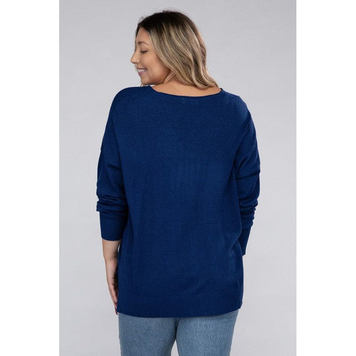 Plus Garment Dyed Front Seam Sweater