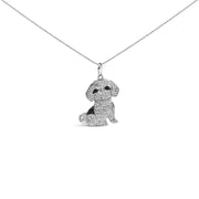 Bids.com .925 Sterling Silver 1/2 Cttw White and Black Diamond Shih Tzu Dog 18" Pendant Necklace (I-J Color, I2-I3 Clarity) Necklaces
