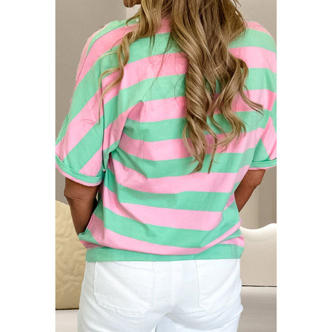 Contrast Stripes Round Neck Half Sleeve T-Shirt