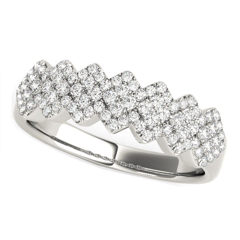 Bids.com Diamond Studded Wide Multi-Diagonal Pattern Ring in 14k White Gold (5/8 cttw) Rings