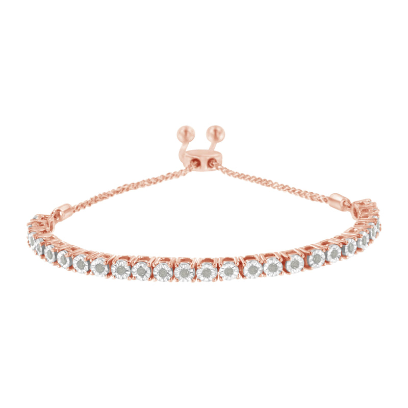 Bids.com 10K Yellow Gold over .925 Sterling Silver 1/4 Cttw Miracle-Set Diamond 4â€-10â€ Adjustable Bolo Tennis Bracelet (I-J Color, I3 Clarity) Bracelets