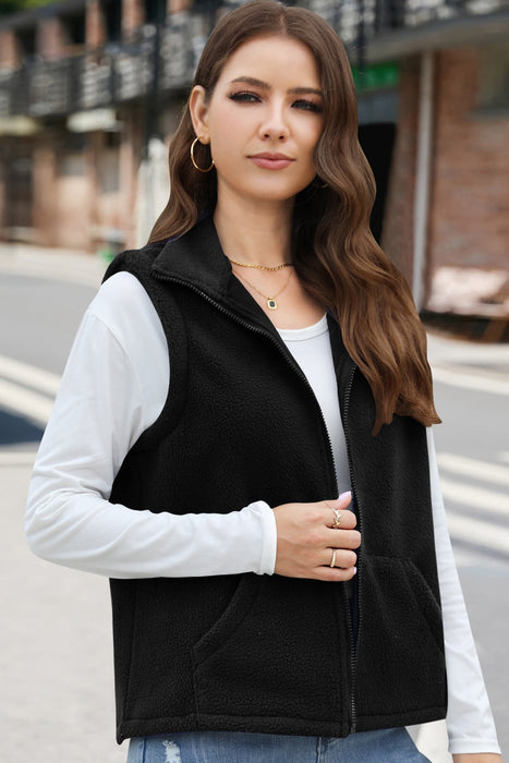 Zip Up Vest Coat with Pockets