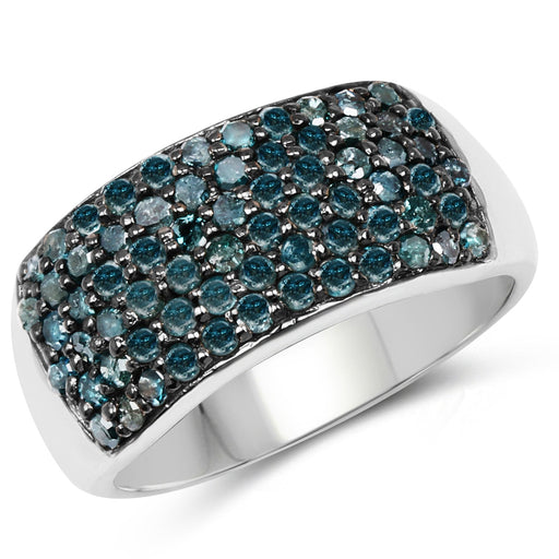 Bids.com 1.17 Carat Genuine Blue Diamond .925 Sterling Silver Ring Rings