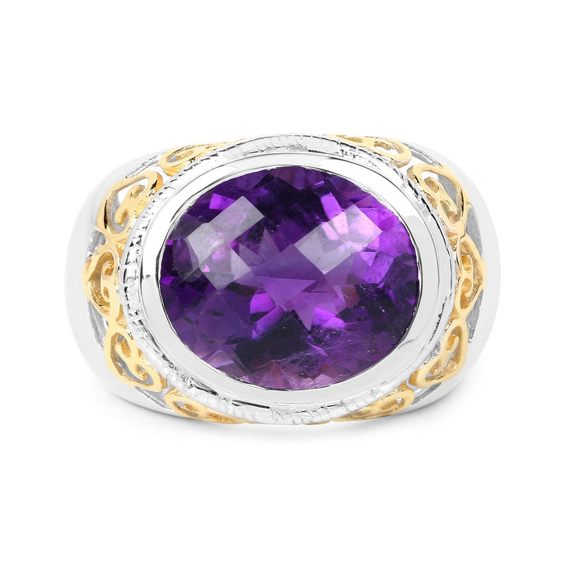 Bids.com 6.92 Carat Genuine Amethyst .925 Sterling Silver Ring Rings