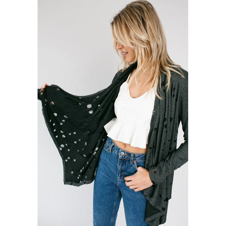 DISTRESSED CASCADE CARDIGAN