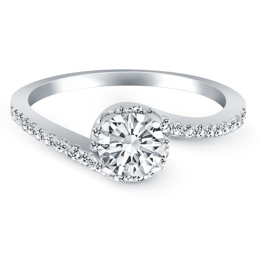 Bids.com 14k White Gold Bypass Swirl Diamond Halo Engagement Ring Rings