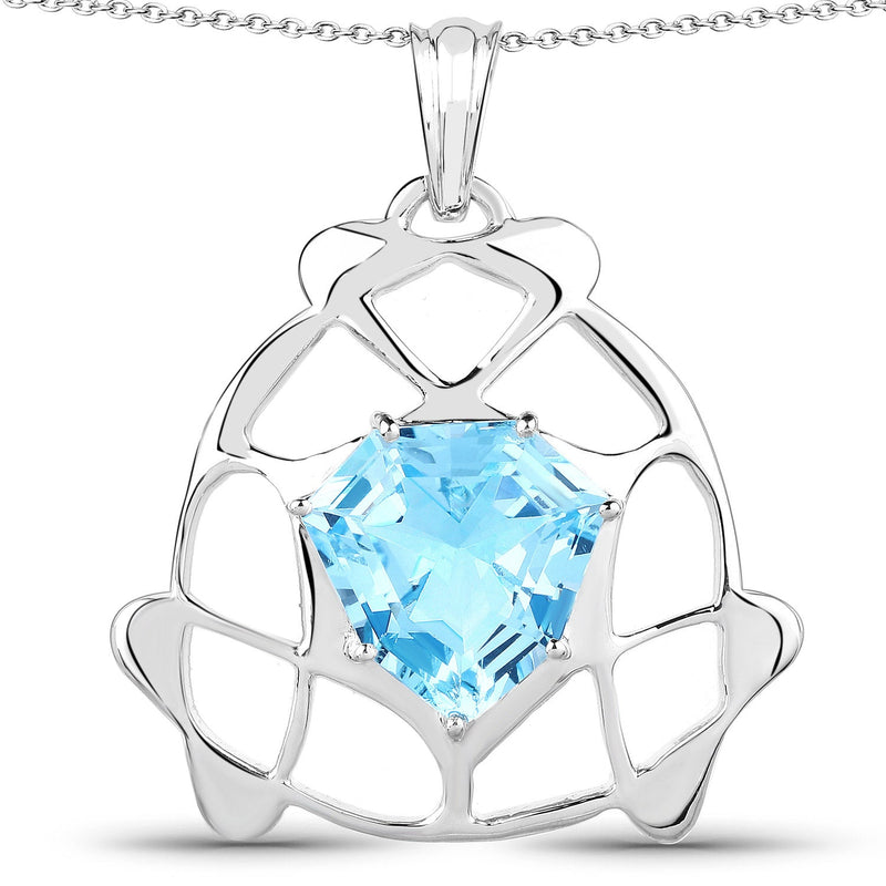Bids.com 11.50 Carat Genuine Swiss Blue Topaz .925 Sterling Silver Pendant Pendants
