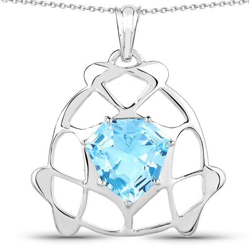 Bids.com 11.50 Carat Genuine Swiss Blue Topaz .925 Sterling Silver Pendant Pendants