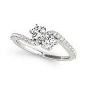 Bids.com Curved Band Two Stone Diamond Ring in 14k White Gold (3/4 cttw) Rings