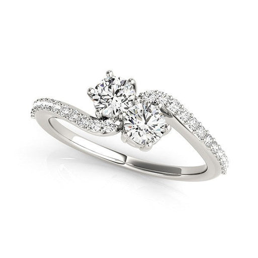 Bids.com Curved Band Two Stone Diamond Ring in 14k White Gold (3/4 cttw) Rings