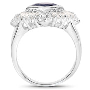 Bids.com 3.06 Carat Glass Filled Sapphire and White Topaz .925 Sterling Silver Ring Rings