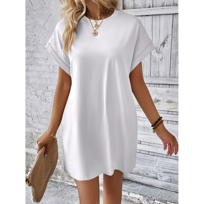 Pocketed Round Neck Short Sleeve Dress