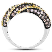Bids.com 1.25 Carat Genuine Champagne Diamond and Yellow Diamond .925 Sterling Silver Ring Rings