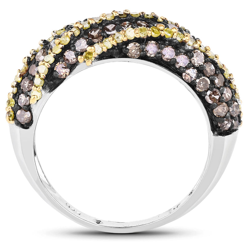 Bids.com 1.25 Carat Genuine Champagne Diamond and Yellow Diamond .925 Sterling Silver Ring Rings