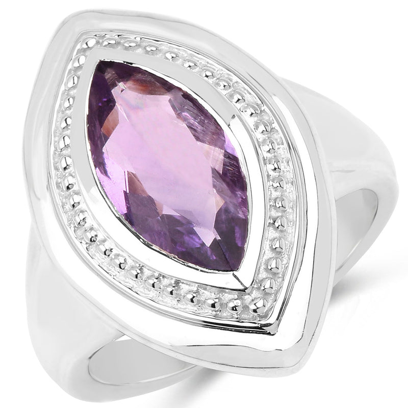 Bids.com 2.00 Carat Genuine Amethyst .925 Sterling Silver Ring Rings