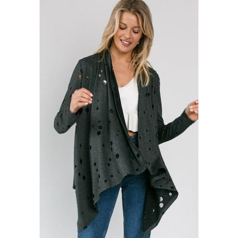 Plus Distressed Cascade Cardigan