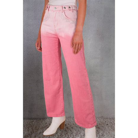 Rhinestone Gradient Straight Jeans