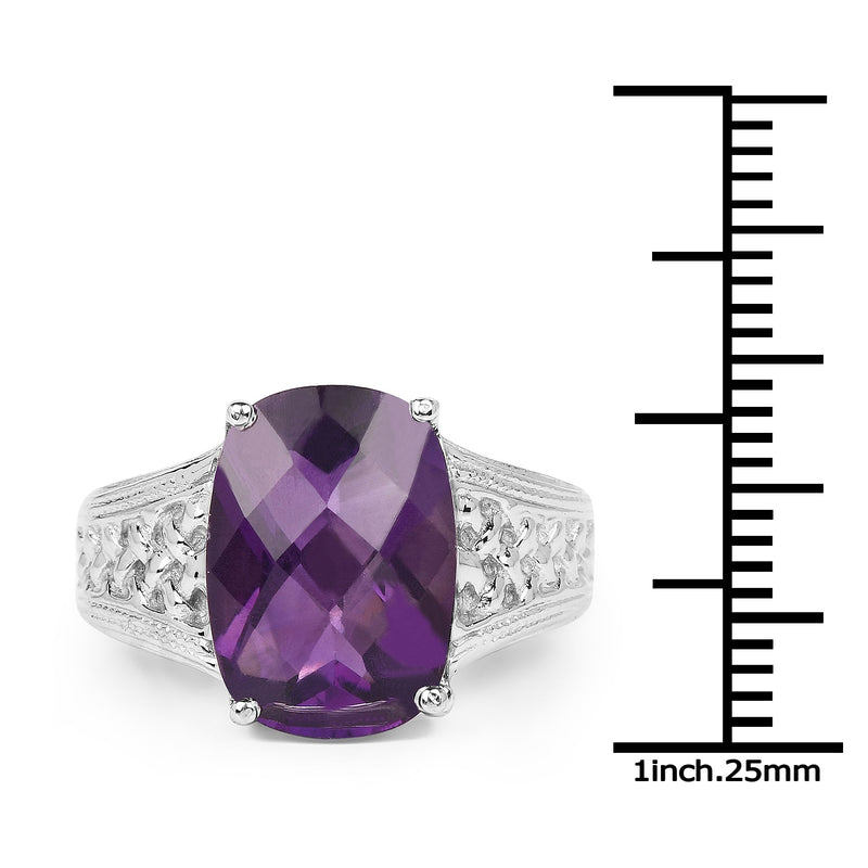 Bids.com 6.50 Carat Genuine Amethyst .925 Sterling Silver Ring Rings