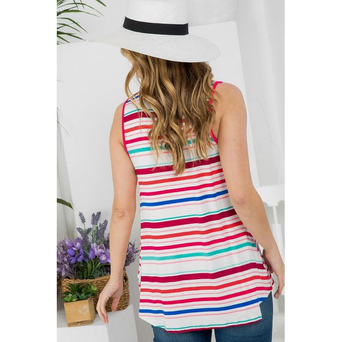 Plus Mixed Stripe Tank Top