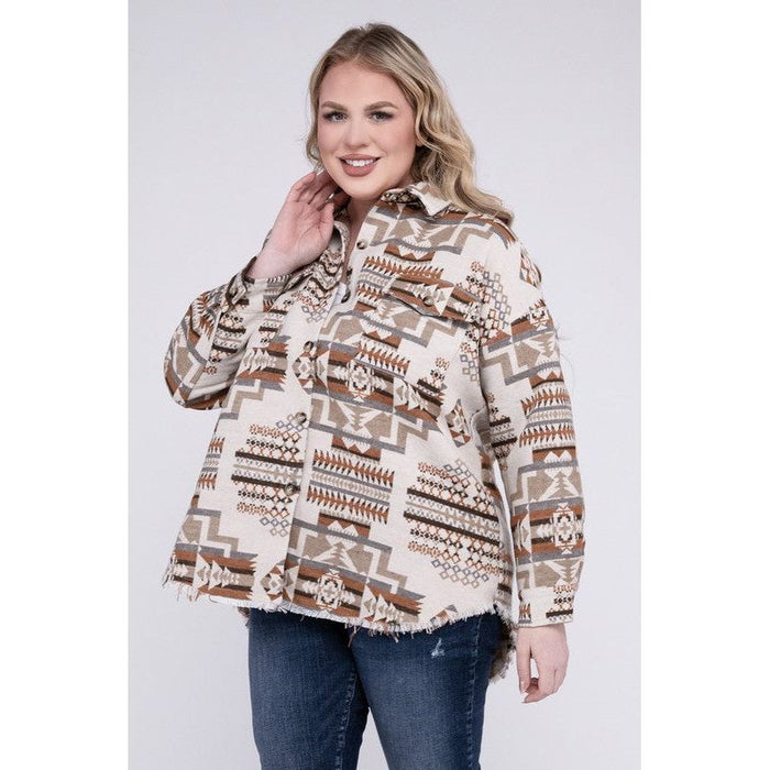 Plus Size Aztec Western Shacket