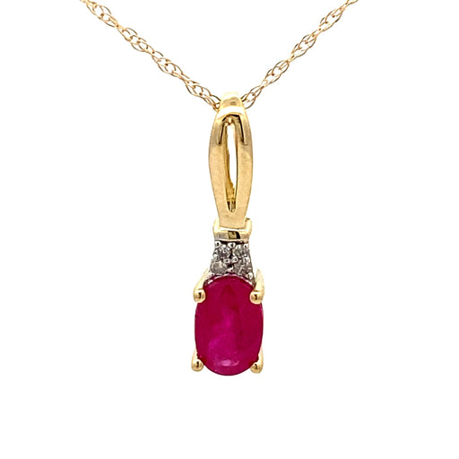 Bids.com .02ct Ruby Diamond Fashion Pendants 10KT Yellow Gold Pendants