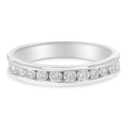 Bids.com IGI Certified 1/2 Cttw Round Brilliant Cut Diamond 18K White Gold Channel Set Eternity Style Wedding Band Ring (H-I Color, I1-I2 Clarity) - Size 7 Rings