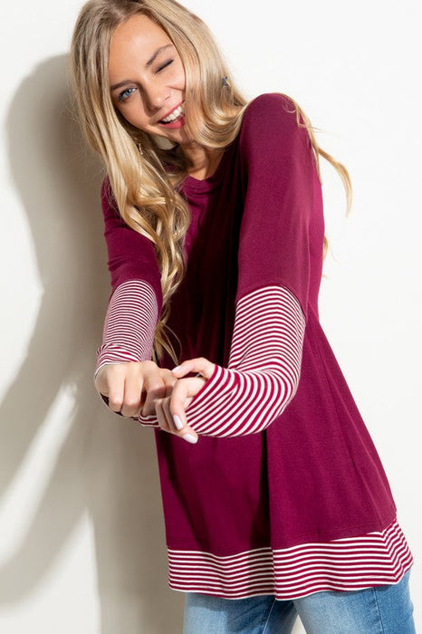 PLUS PIN STRIPE MIXED TOP