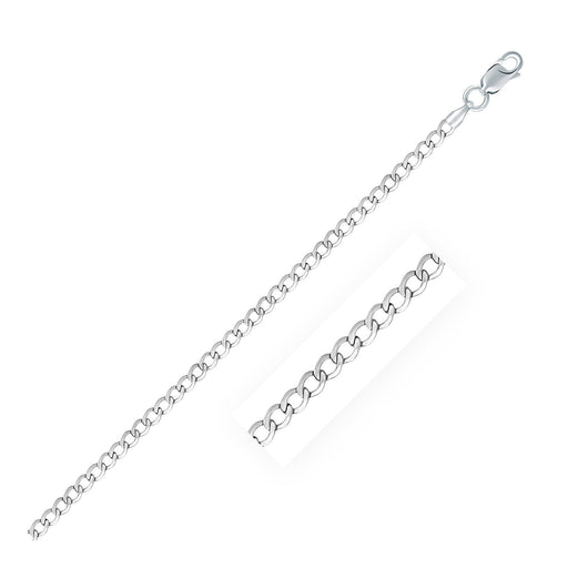 Bids.com Rhodium Plated 3.0mm Sterling Silver Curb Style Chain Necklaces