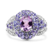 Bids.com 2.88 Carat Genuine Amethyst, Tanzanite & White Topaz .925 Sterling Silver Ring Rings