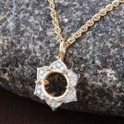 Bids.com 0.14 Carat Genuine White Diamond 14K Yellow Gold Semi Mount Pendant - holds 8.00mm Round Gemstone Pendants